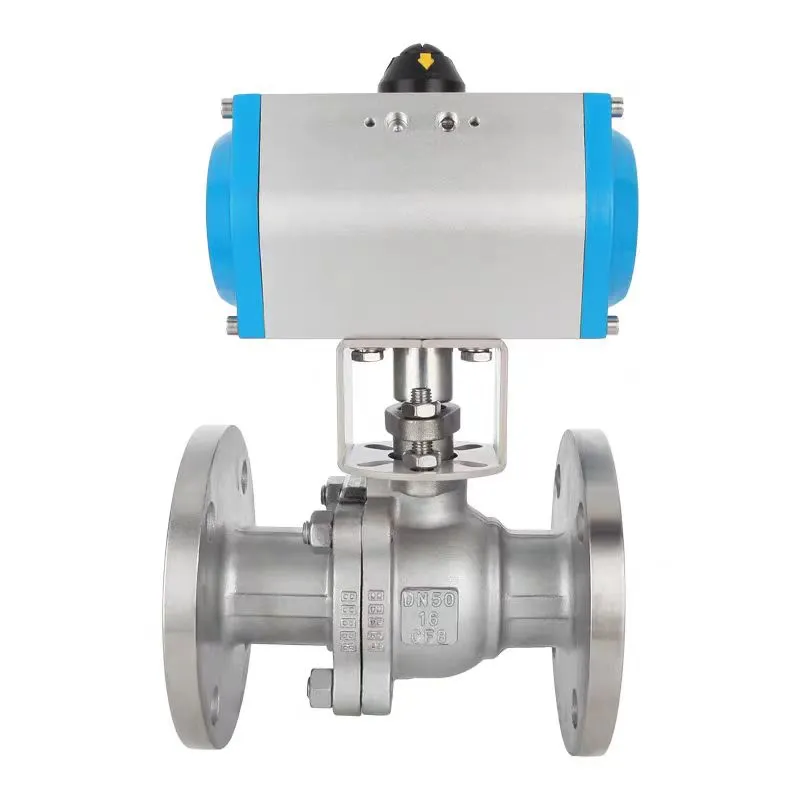 Pneumatic insimbi engagqwali ibhola le-flange valve